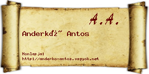 Anderkó Antos névjegykártya